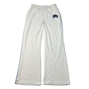 Forever 21 x Fubu Velour Wide Leg High Rise Pants White Retro Y2K Womens Large